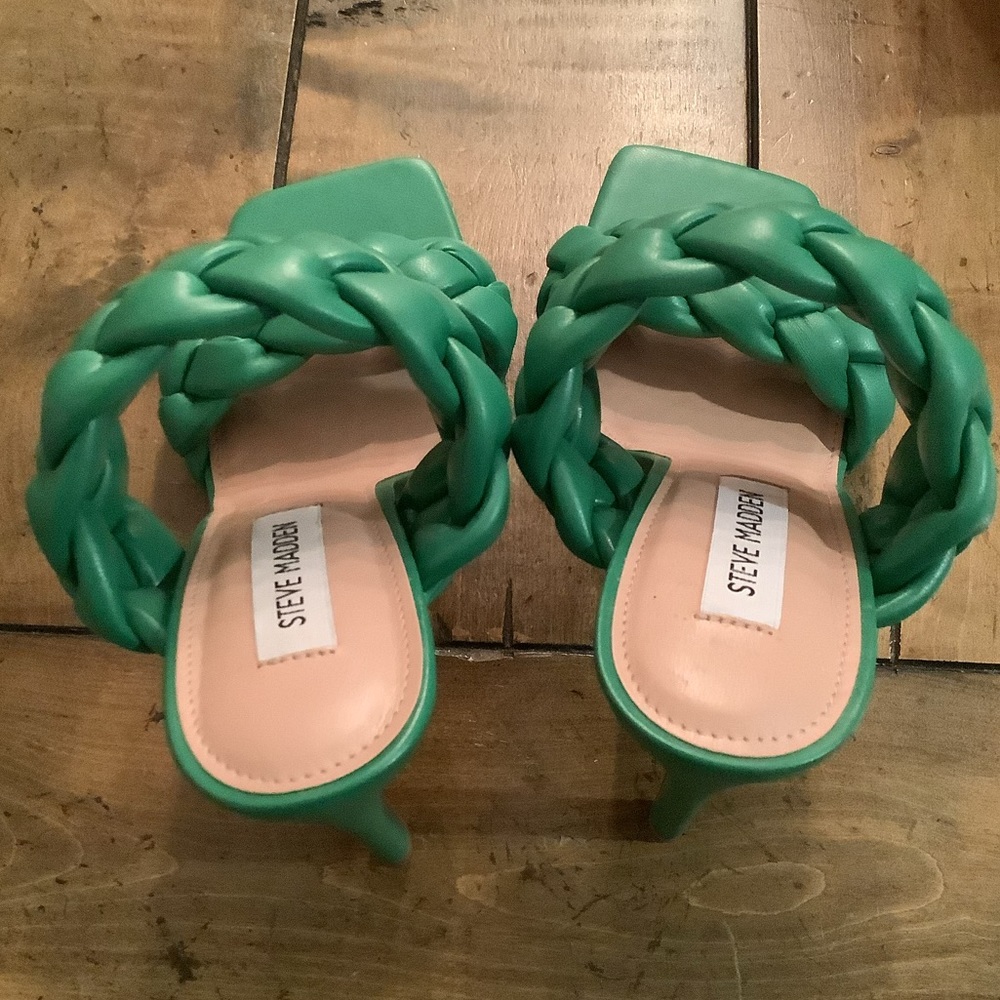 ☀️4xhp☀️Steve Madden Kelly Green double braided stiletto sandal, 8.5, MAKE OFFER - Picture 7 of 7